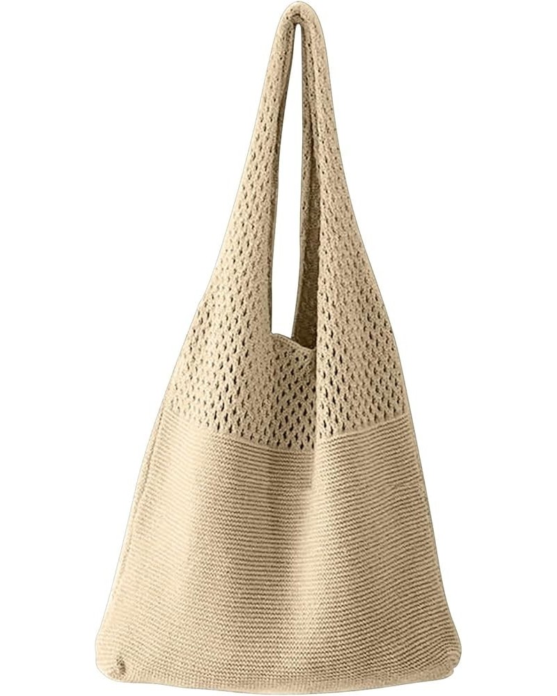 Mesh Handbag Shopping Bag Mesh Hollowed Out Beach Bag Knitted One Shoulder Women's Bag One Shoulder Bag F $11.53 Shoulder Bags