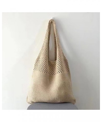 Mesh Handbag Shopping Bag Mesh Hollowed Out Beach Bag Knitted One Shoulder Women's Bag One Shoulder Bag F $11.53 Shoulder Bags