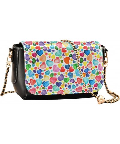 Valentines Crossbody Handbag Lgbtq Heart Watercolor Cute PU Leather Shoulder Bag Sturdy Travel Pouch Compact Chic Bag for Wom...