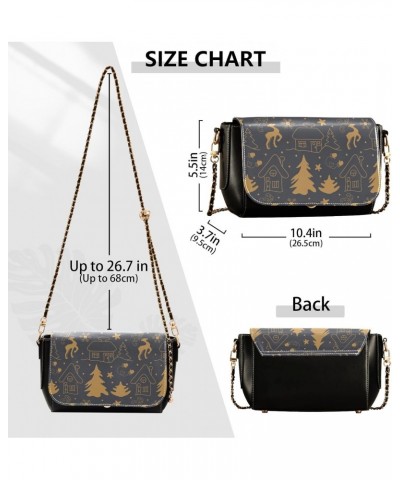 Christmas Handdrawn Winter Pattern Doodle Black Leather Crossbody Purse for Women Small Shoulder Bags with Credit Card Slots ...