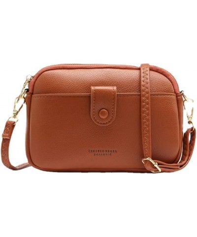 Leather Crossbody Bag for Women Small Size Handbag Mobile Pone Pouch Casual Purse Brown $29.97 Totes