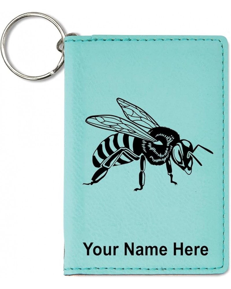 ID Holder Wallet, Honey Bee, Personalized Engraving Included (Rustic) Teal $16.79 Wallets