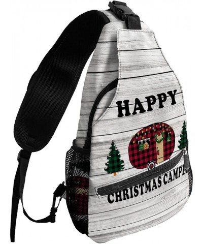 Sling Backpack, Cute Pug Dog in Car Merry Chirstmas Waterproof Lightweight Small Sling Bag, Travel Chest Bag Crossbody Should...