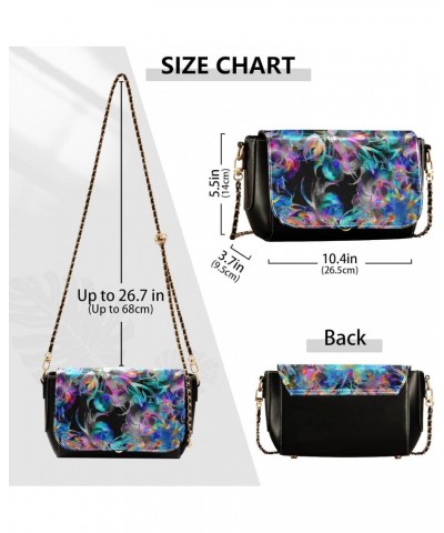 Colorful Peonies Black Crossbody Bag Women Fall Black Bag with Credit Card Slots Cute Purse $16.40 Crossbody Bags