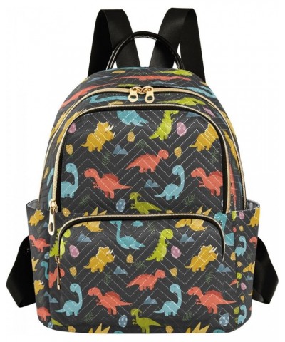 Colorful Dinosaur Animal Leaf Women Backpack Purse Ladies Fashion Shoulder Bag Daypack Travel Bag 10L Small $18.54 Backpacks