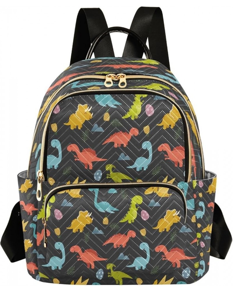 Colorful Dinosaur Animal Leaf Women Backpack Purse Ladies Fashion Shoulder Bag Daypack Travel Bag 10L Small $18.54 Backpacks