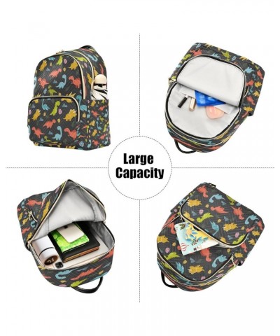 Colorful Dinosaur Animal Leaf Women Backpack Purse Ladies Fashion Shoulder Bag Daypack Travel Bag 10L Small $18.54 Backpacks