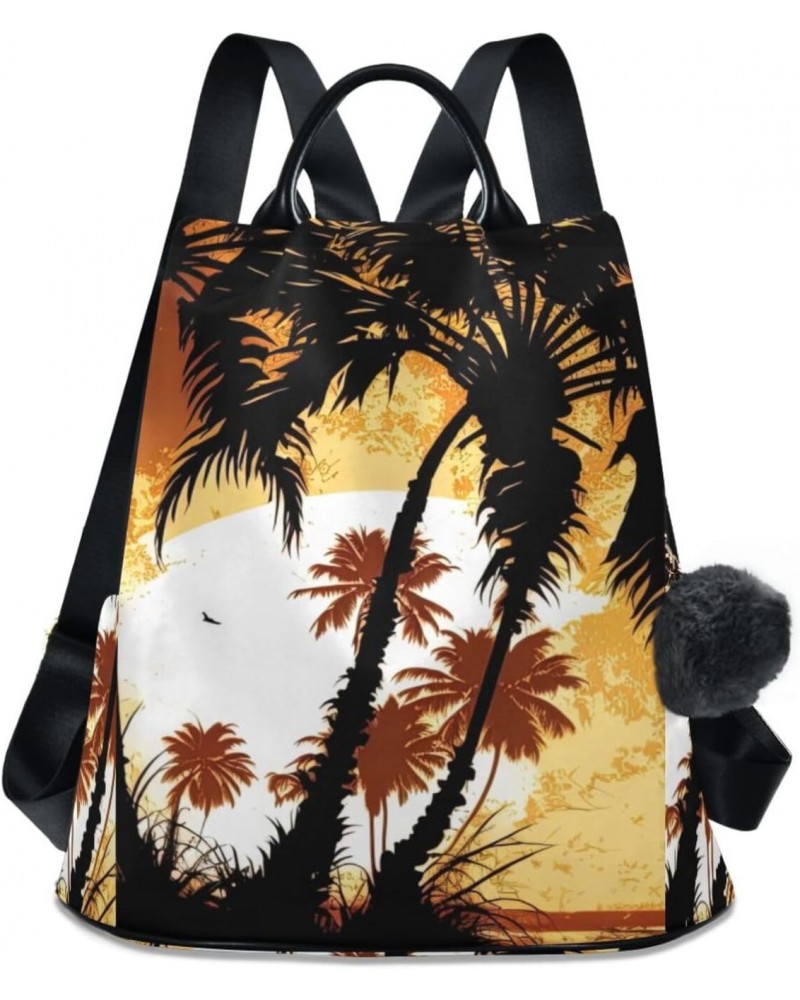 Women Fashion Backpack - Sunset Beach Palm, Anti Theft Casual Daypack Shoulder Bag Purse for Travel Work 15 inches $16.40 Bac...