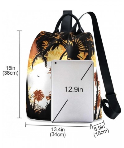 Women Fashion Backpack - Sunset Beach Palm, Anti Theft Casual Daypack Shoulder Bag Purse for Travel Work 15 inches $16.40 Bac...