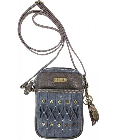 Chala Feather Origami Cellphone Crossbody Handbag - Convertable Strap Denim $19.00 Crossbody Bags