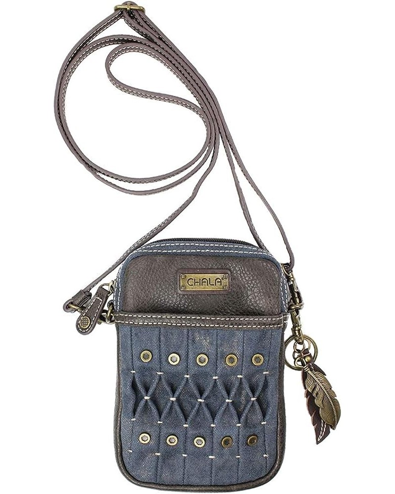 Chala Feather Origami Cellphone Crossbody Handbag - Convertable Strap Denim $19.00 Crossbody Bags