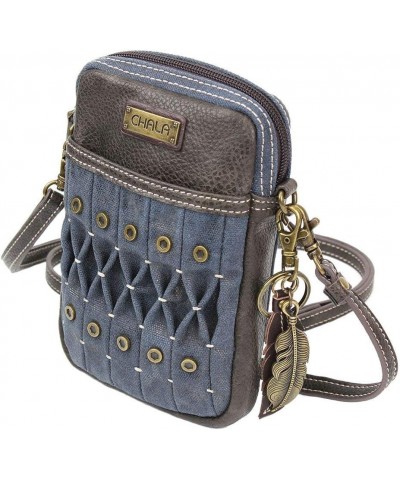 Chala Feather Origami Cellphone Crossbody Handbag - Convertable Strap Denim $19.00 Crossbody Bags