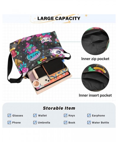 Unicorn Ice Cream Large Shoulder Bag, Hobo Bags for Women Men Soft PU Leather Crossbody Purse,FT1O251 $11.88 Crossbody Bags