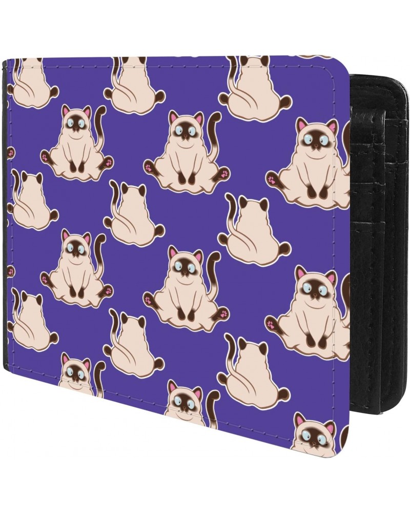 Unique Desige Pattern - Siamese Cat Pattern, Slim Front Pocket Wallet Billfold RFID Blocking $9.79 Wallets