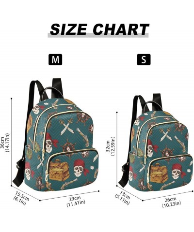 Colored Pirates Skull Saber Quilted Backpack for Women Shoulder Bag Purse Travel Bags for Nurse Daily Work S Small $17.35 Bac...