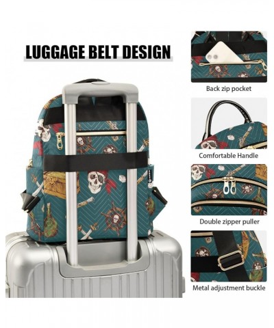 Colored Pirates Skull Saber Quilted Backpack for Women Shoulder Bag Purse Travel Bags for Nurse Daily Work S Small $17.35 Bac...