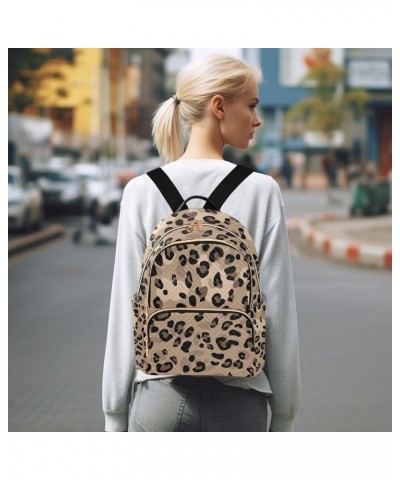 Brown Animals Leopard Pattern Quilted Backpack Aesthetic Mini Backpack Travel Backpack Purse Brown Animals Leopard Pattern Me...