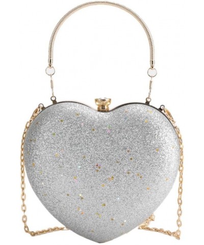 Women's Evening Bag Shining Sequin Love Clutch Purse Wedding Party Chain Crossbody Bag for Women Sequin Silver $12.15 Evening...