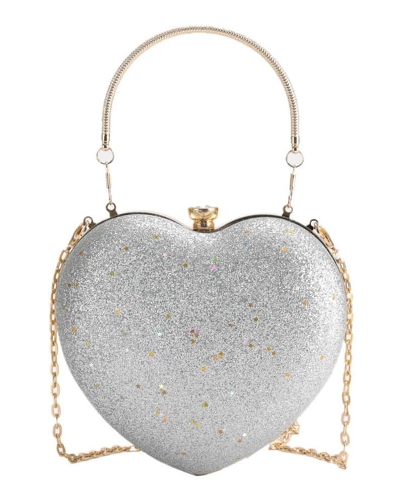 Women's Evening Bag Shining Sequin Love Clutch Purse Wedding Party Chain Crossbody Bag for Women Sequin Silver $12.15 Evening...