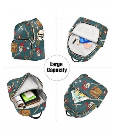 Colored Pirates Skull Saber Quilted Backpack for Women Shoulder Bag Purse Travel Bags for Nurse Daily Work S Small $17.35 Bac...