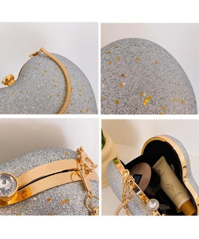 Women's Evening Bag Shining Sequin Love Clutch Purse Wedding Party Chain Crossbody Bag for Women Sequin Silver $12.15 Evening...