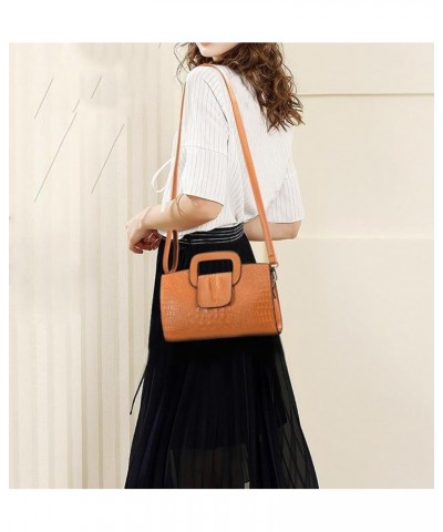 Women Leather Handbag Crocodile Pattern Satchel Elegant Tote Purse Fashion Ladies Evening Bag Classic Wallets (Brown) Brown $...