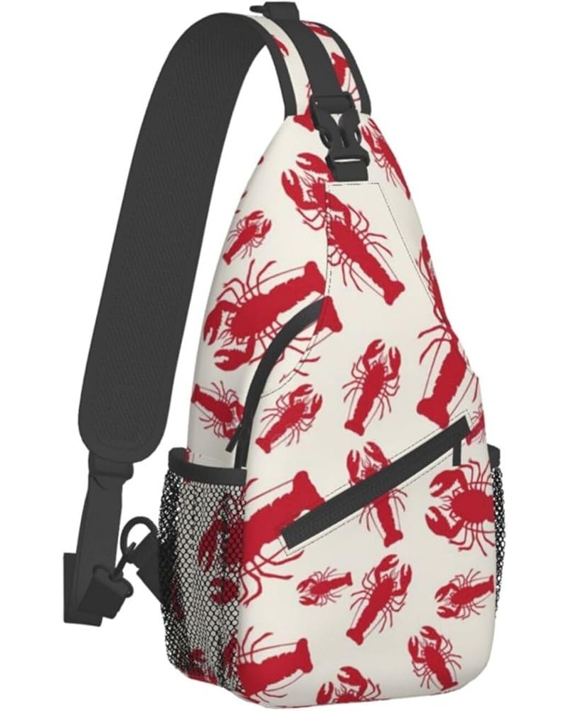 Mqgmz Halloween Flying Bats Print Shoulder Bag Crossbody Backpack, Casual Daypack, Sling Bag, Chest Bag, Travel Bag Red Lobst...