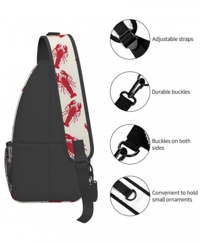 Mqgmz Halloween Flying Bats Print Shoulder Bag Crossbody Backpack, Casual Daypack, Sling Bag, Chest Bag, Travel Bag Red Lobst...