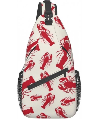 Mqgmz Halloween Flying Bats Print Shoulder Bag Crossbody Backpack, Casual Daypack, Sling Bag, Chest Bag, Travel Bag Red Lobst...