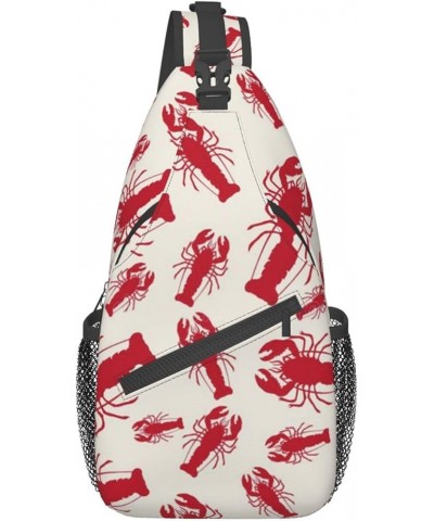 Mqgmz Halloween Flying Bats Print Shoulder Bag Crossbody Backpack, Casual Daypack, Sling Bag, Chest Bag, Travel Bag Red Lobst...