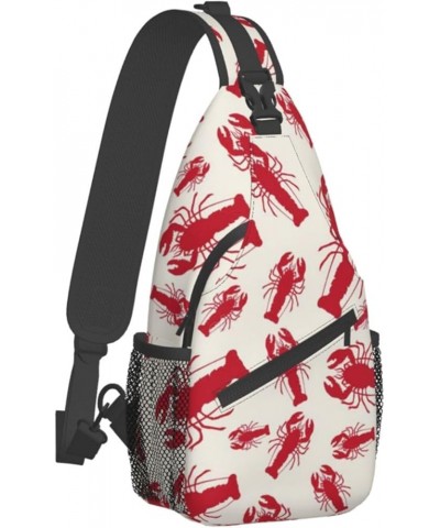 Mqgmz Halloween Flying Bats Print Shoulder Bag Crossbody Backpack, Casual Daypack, Sling Bag, Chest Bag, Travel Bag Red Lobst...