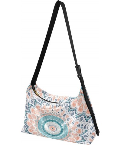 Elegant Mandala Crossbody Bag Hobo Handbag Purse Fashion PU Leather Shoulder Bags for Women $15.30 Hobo Bags