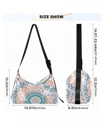 Elegant Mandala Crossbody Bag Hobo Handbag Purse Fashion PU Leather Shoulder Bags for Women $15.30 Hobo Bags