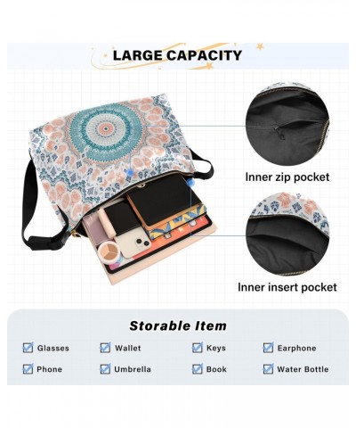 Elegant Mandala Crossbody Bag Hobo Handbag Purse Fashion PU Leather Shoulder Bags for Women $15.30 Hobo Bags