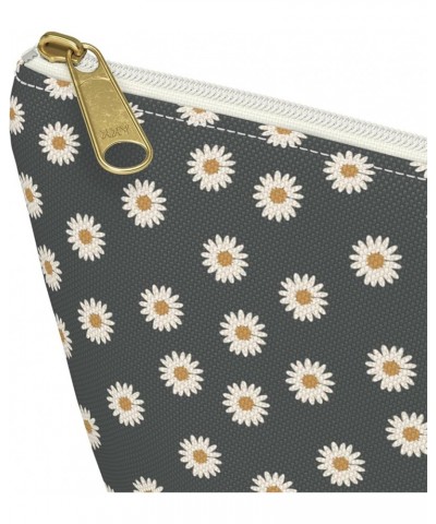 Boho White Daisy Design Accessory Pouch w T-bottom Small White Zipper Large White Zipper $15.01 Clutches