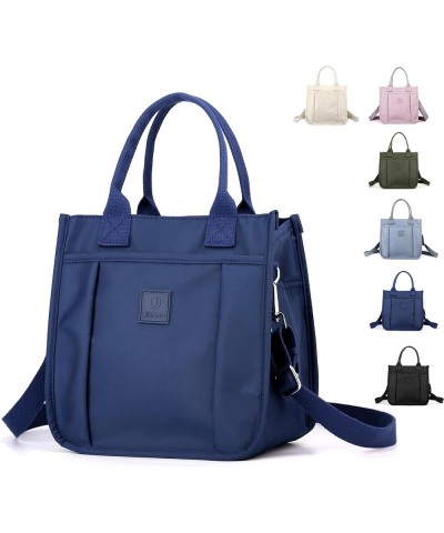 Cute Small Tote Bag for Women Nylon Crossbody Purse Shoulder Bags Satchel Handbags With Compartments Zipper Pocket Dark Blue ...