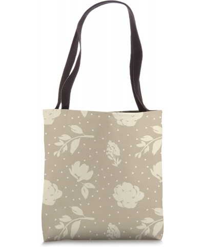 Floral Silhouette Pattern | Neutral Beige Tote Bag $12.18 Totes