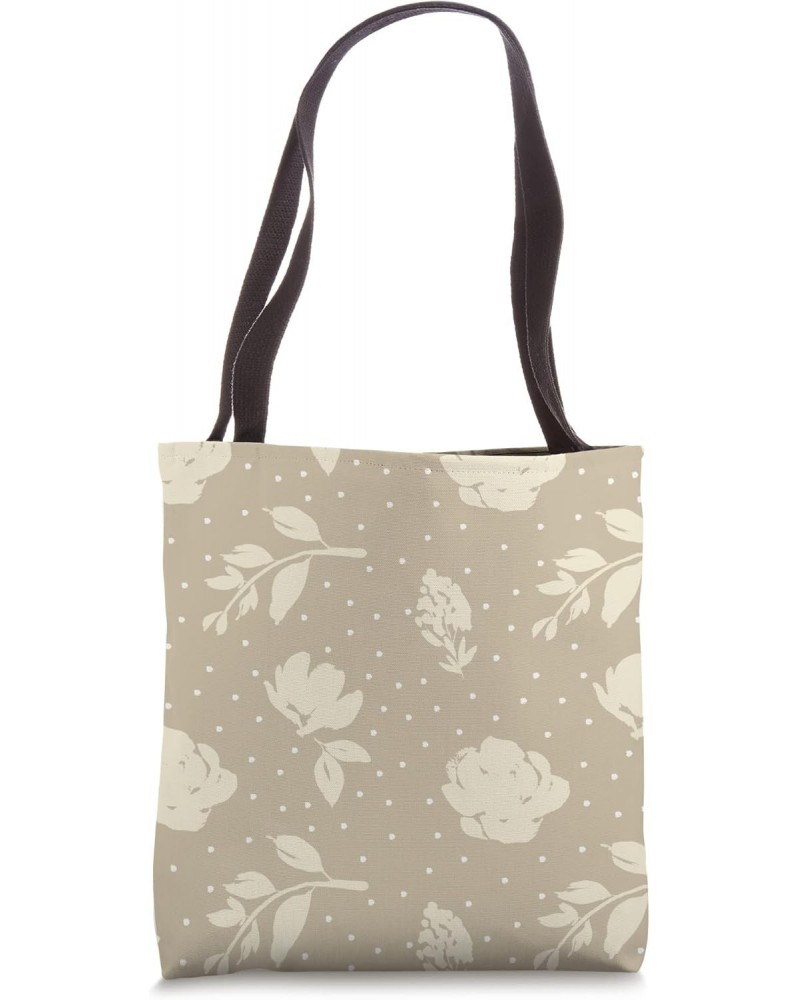 Floral Silhouette Pattern | Neutral Beige Tote Bag $12.18 Totes