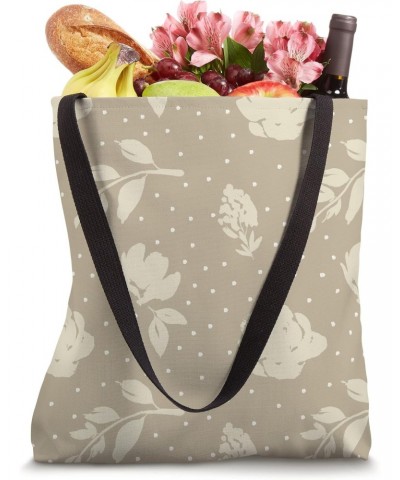 Floral Silhouette Pattern | Neutral Beige Tote Bag $12.18 Totes