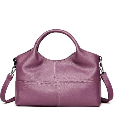 Handbag for Women PU Leather Top-Handle Satchel Ladies Shoulder Bag Stitching Tote Purse Crossbody Bag(Wine) Purple $27.11 Totes