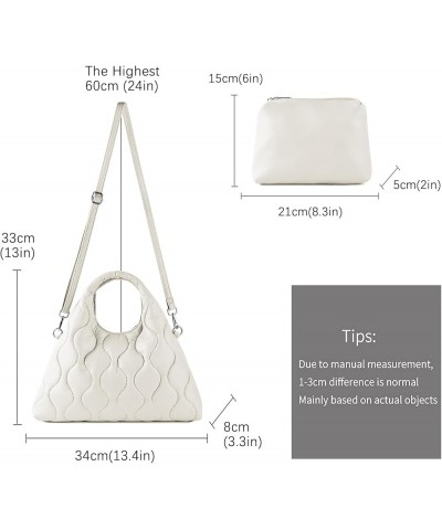 Puffer Tote Bag for Women Quilted Puffy Handbag Lightweight Down Cotton Shoulder BagPadding maillard crossbody bag White $18....