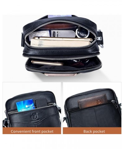 Small Messenger Bag for Men Genuine Leather Shoulder Bag Crossbody Purse for Work Business Sling Bag Black $40.07 Totes