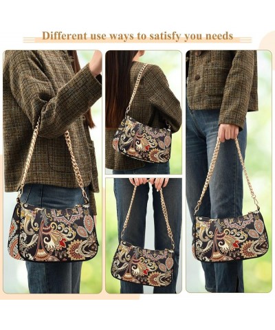 Floral Dream Catcher Shoulder Handbag for Women Hobo Tote Handbag Small Clutch Purse Seamless Paisley Ornament $13.10 Clutches