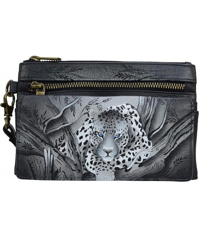 Hand Painted Women's Leather Wristlet Organizer Wallet African Leopard $24.15 Wristlets