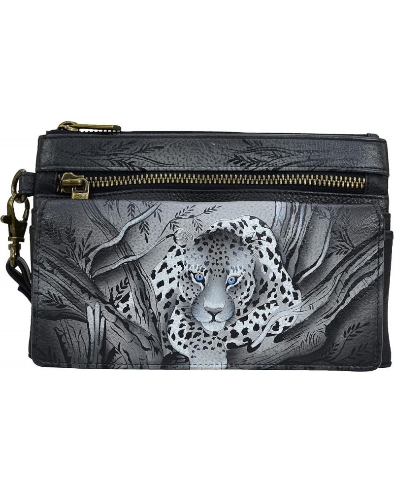 Hand Painted Women's Leather Wristlet Organizer Wallet African Leopard $24.15 Wristlets