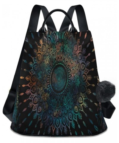 Mandala Boho Vintage Flower Large Women's Casual Backpack Shoulder Travel Bag Purse $17.60 Backpacks