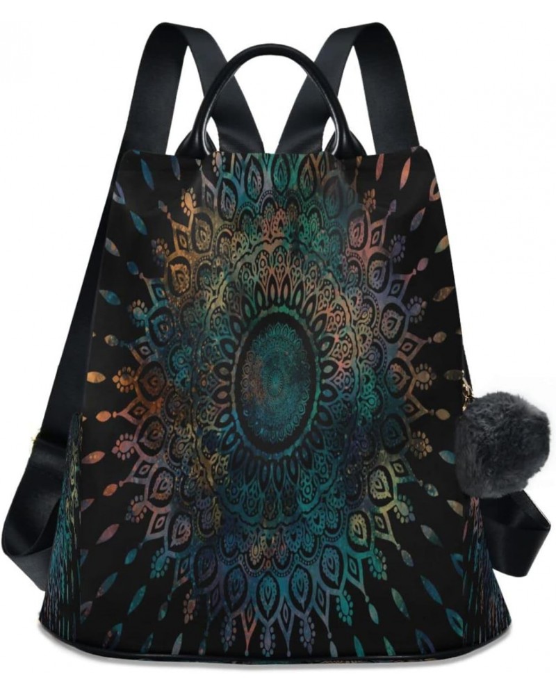 Mandala Boho Vintage Flower Large Women's Casual Backpack Shoulder Travel Bag Purse $17.60 Backpacks