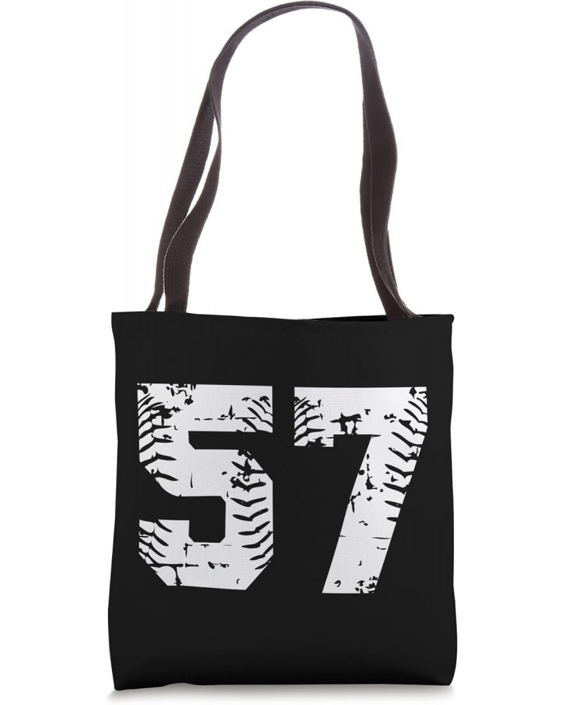 Number 57 Softball Baseball Jersey Grunge Lucky Number Tote Bag $12.25 Totes