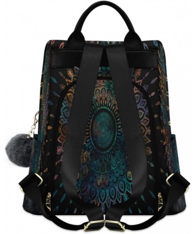 Mandala Boho Vintage Flower Large Women's Casual Backpack Shoulder Travel Bag Purse $17.60 Backpacks