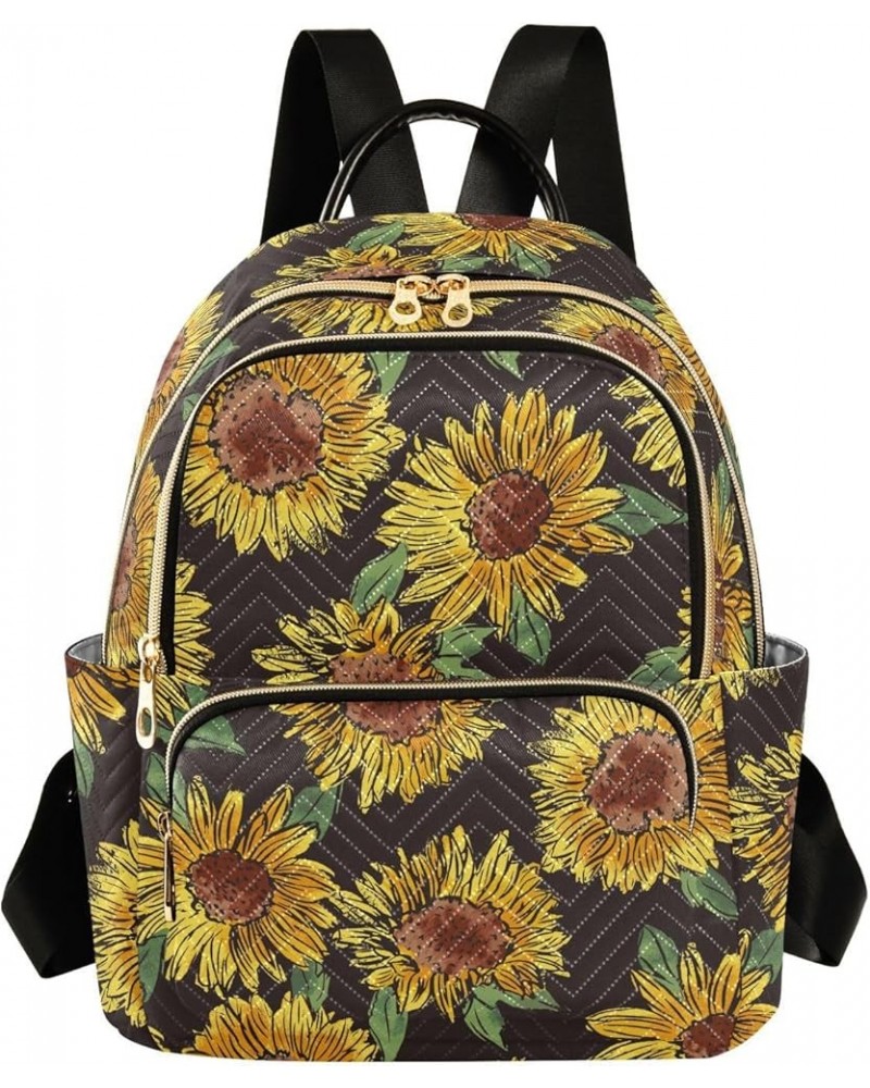 Sunflower Pattern Casual Fashion Polyester Travel Rucksack Shoulder Bag Color Small $14.80 Backpacks